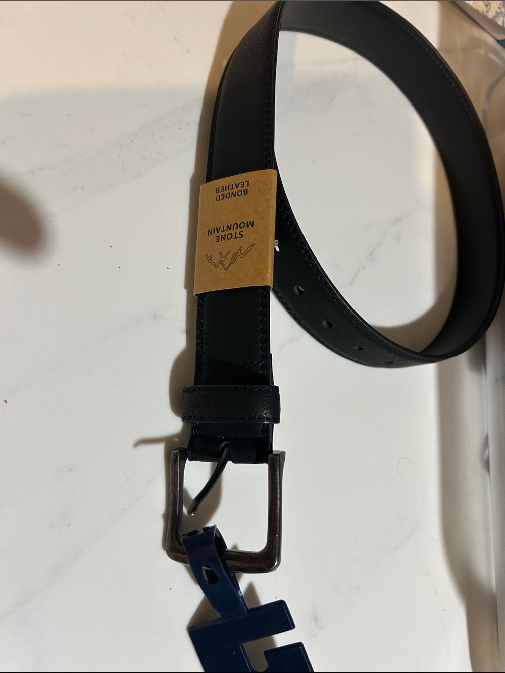 Stone Mountain Accessories Black Bonded Leather Men's Belt with Metal Buckle